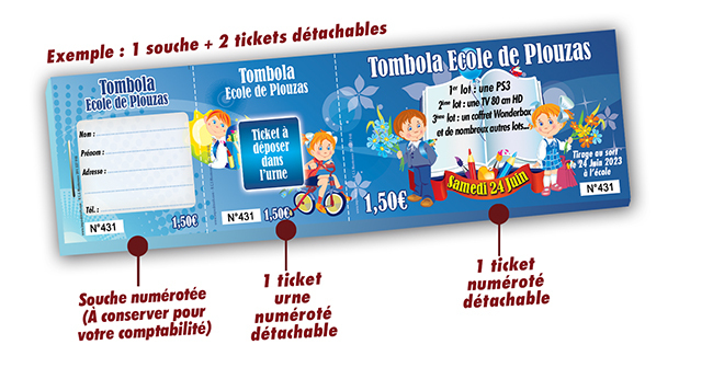 tickets tombola école Plouzas