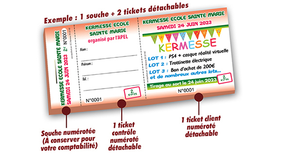 billet kermesse avec tombola