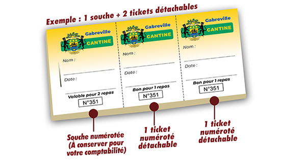 billet personnalisé cantine 2 repas