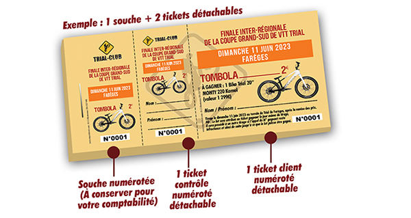 billet personnalisé tombola sport