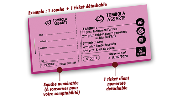 Tickets à Souche  Carnet de Billets de Tombola pour tirage au sort