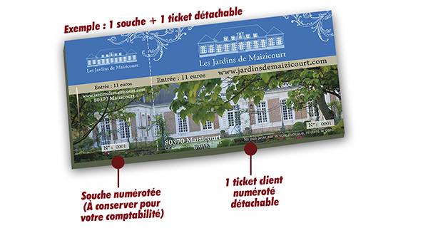 billets d'entrée numérotés pas cher jardins de Maizicourt