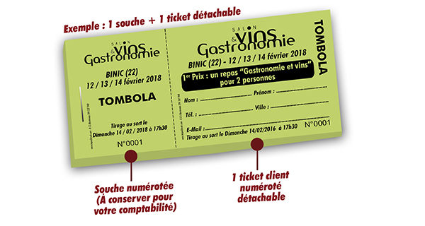 billets de tombola petit prix salon vins et gastronomie