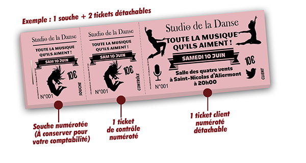 billets numérotés galas et spectacles de danse studio