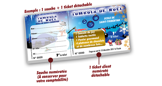 billets tombola noel papier recyclé personnaliser st thiberyan