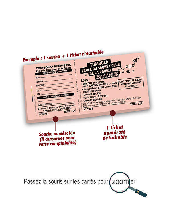 billetterie tombola sou des écoles