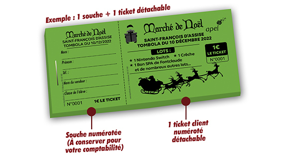 billetterie tombola marché de noel