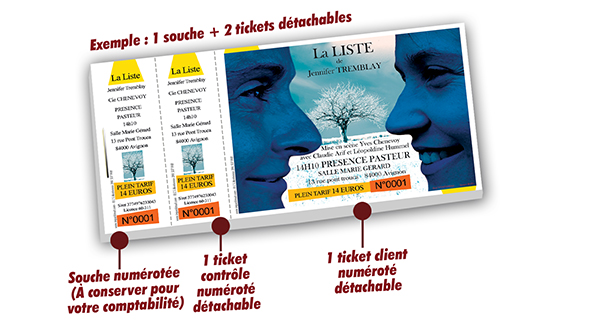 billetterie carnets à souches discothèques théatres Liste