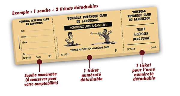 carnet de tickets tombola club de pétanque