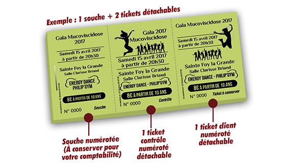 carnet à souche gala caritatif mucoviscidose