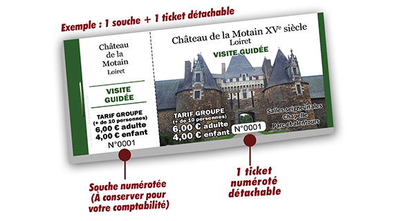 carnet à souche numérotés pour visités guidées