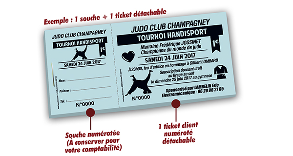 carnet de tickets tombola petit prix associations Handisport