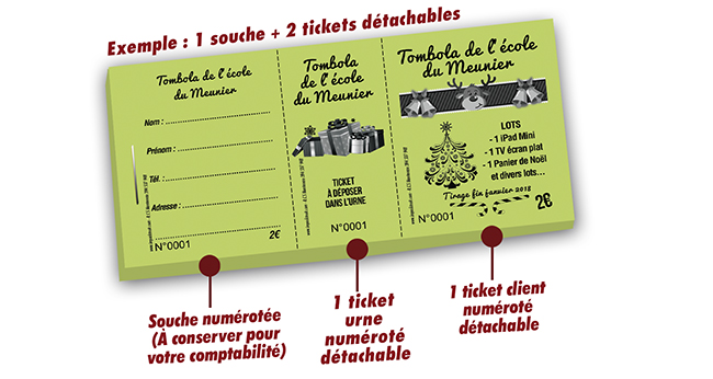 carnet de tombola de noel pas cher école du Meunier