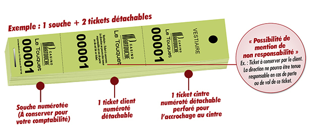 carnets à souche numérotés pour vestiaire