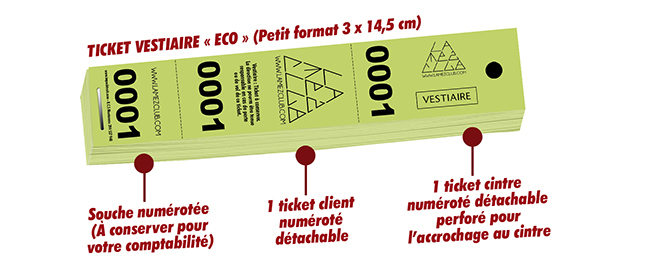 Lot de Tickets Vestiaires - Personnalisation facile et rapide