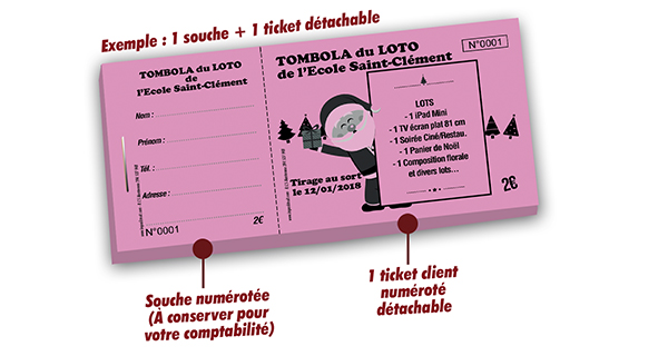 carnets tickets souscription volontaire loto de l'école Saint Clément