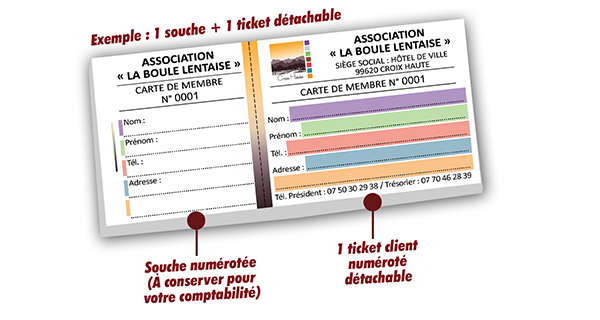 carte de membre numéroté association boule