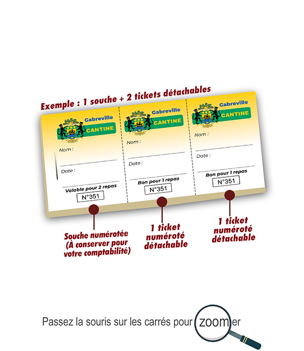 billet personnalisé cantine 2 repas