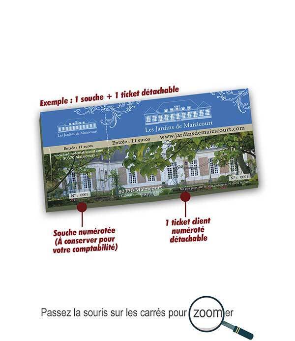billets d'entrée numérotés pas cher jardins de Maizicourt