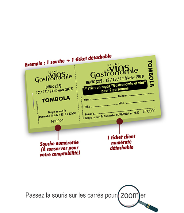 billets de tombola petit prix salon vins et gastronomie