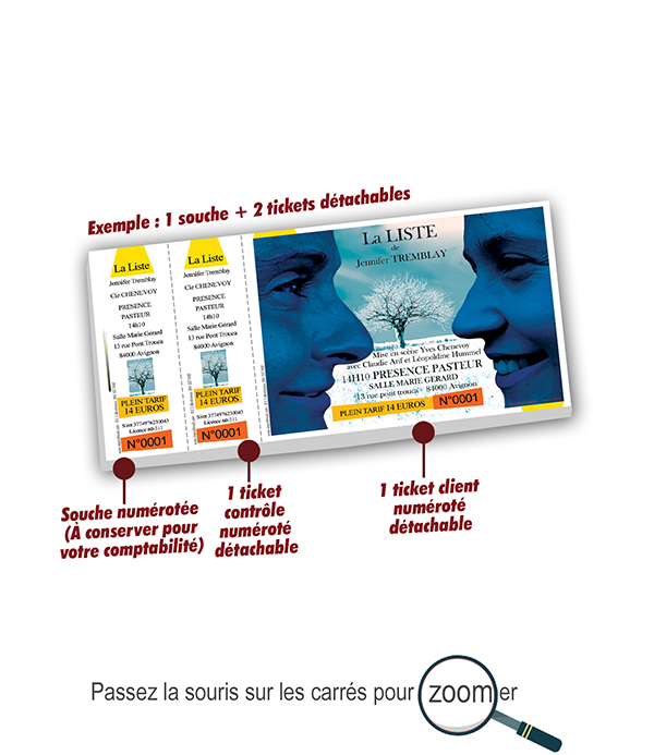 billetterie carnets à souches discothèques théatres Liste