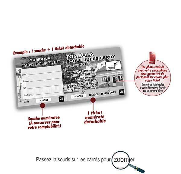 billetterie ecole tombola avec photo personnalisée