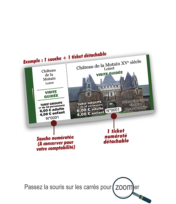 carnet à souche numérotés pour visités guidées