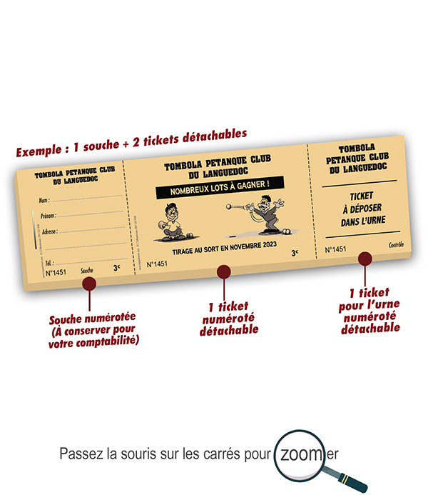 carnet de tickets tombola club de pétanque