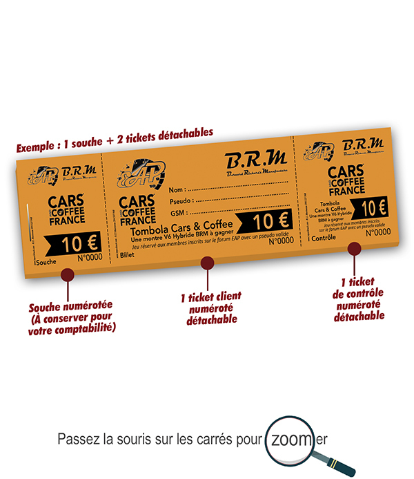 Copie de carnet de tickets tombola personalisés pas cher BRM