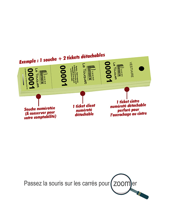 carnets à souche numérotés pour vestiaire