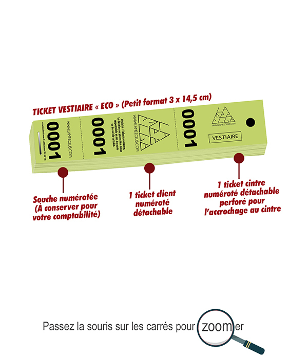 carnets de tickets de vestiaire eco club lameze