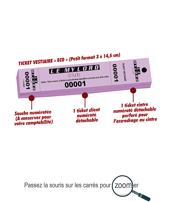 carnets de tickets de vestiaire eco Le Mylord