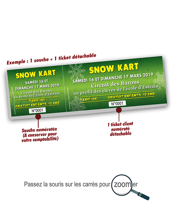 carnets tickets détachables SnowKart