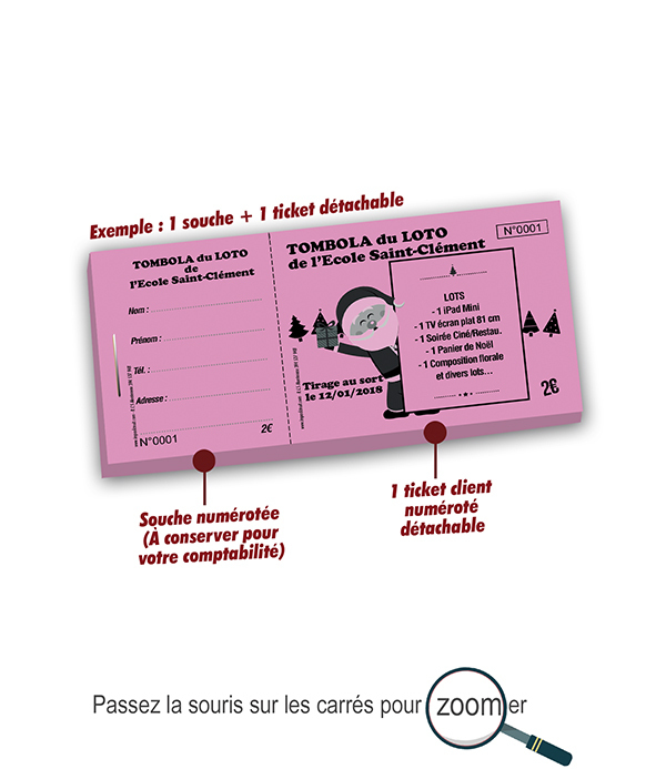 carnets tickets souscription volontaire loto de l'école Saint Clément