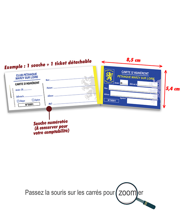 Carte adhérent pétanque papier recyclé format carte bancaire