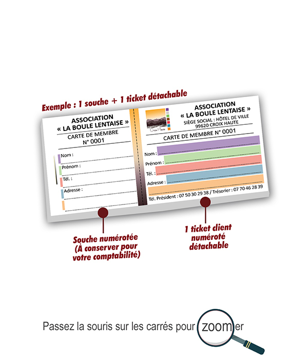 Copie de carte de membre numéroté association boule