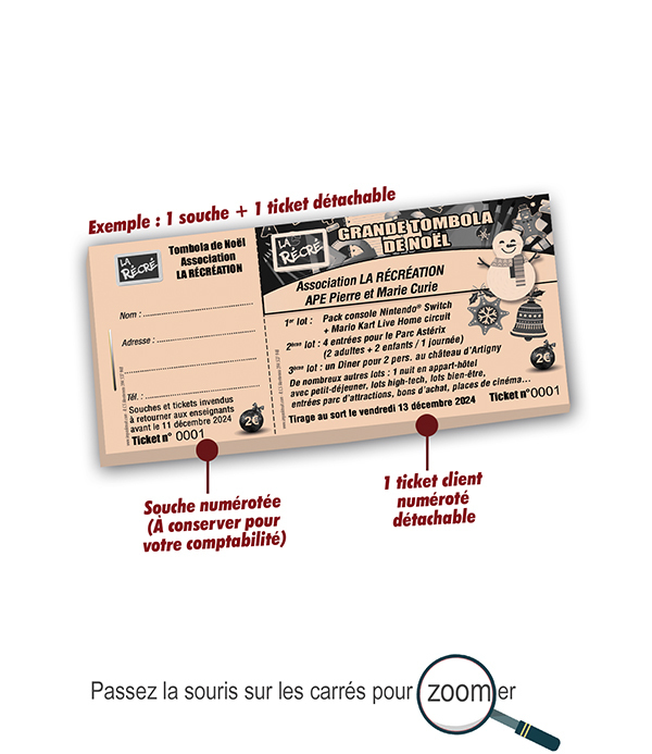 billetterie tombola de noel des écoles