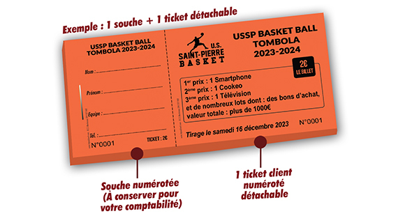 Ticket tombola club de basket