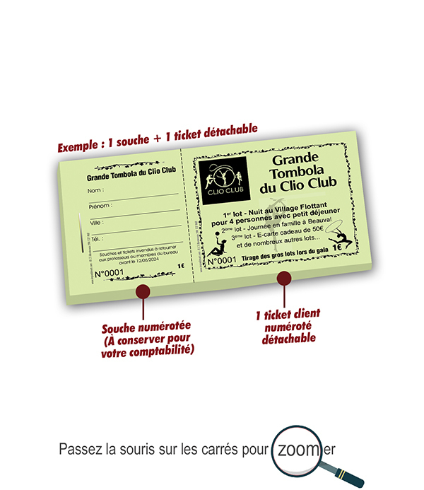 Ticket tombola club gymnastique