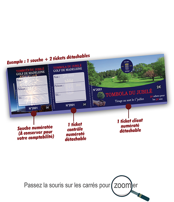 imprimer tickets personnalisables tombola Golf