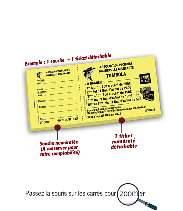 Ticket tombola Association Pêcheurs