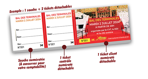 tickets détachables pas cher bal des terminales