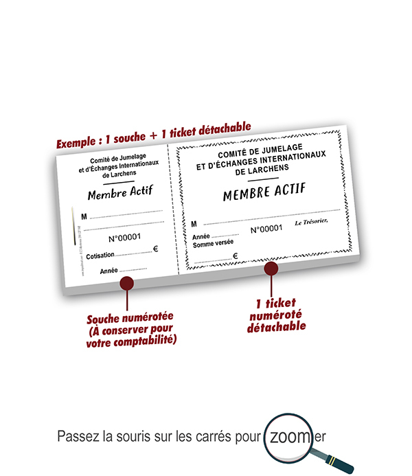 carnet à souche carte de membre actif jumelage