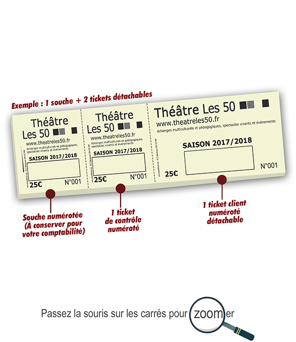 faire imprimer billets d'entrée théatre les 50