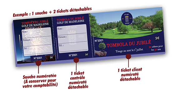 imprimer tickets personnalisables tombola Golf