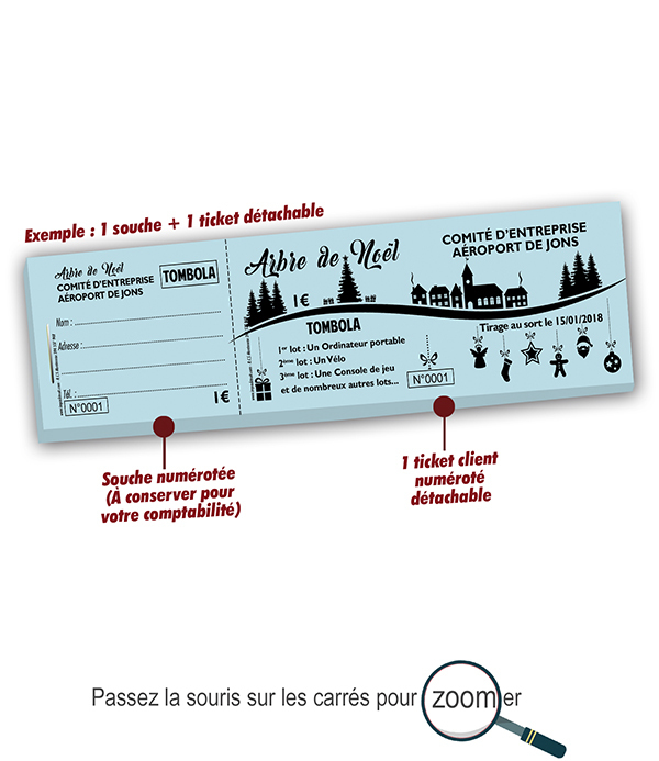 impression billet tombola noel pas cher aéroport de Jons