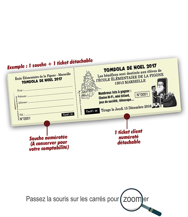 impression carnet billetterie tombola de noel école la Figone