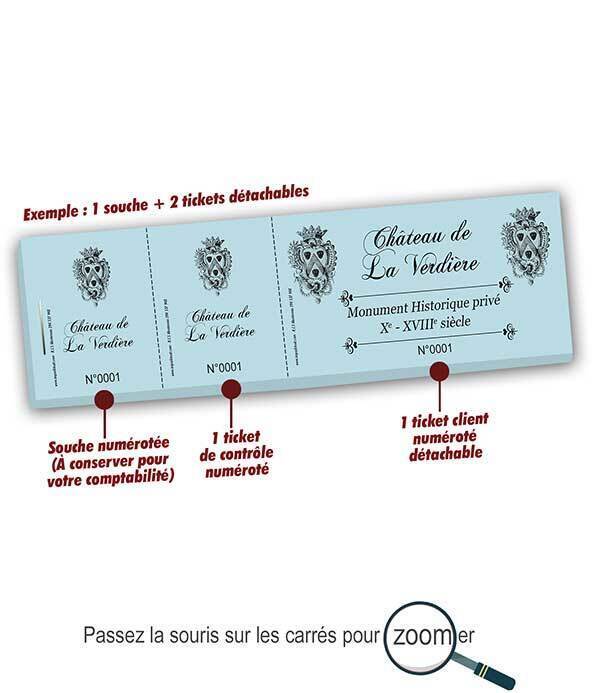 impression carnet de tickets d'entrée chateau de la Verdière