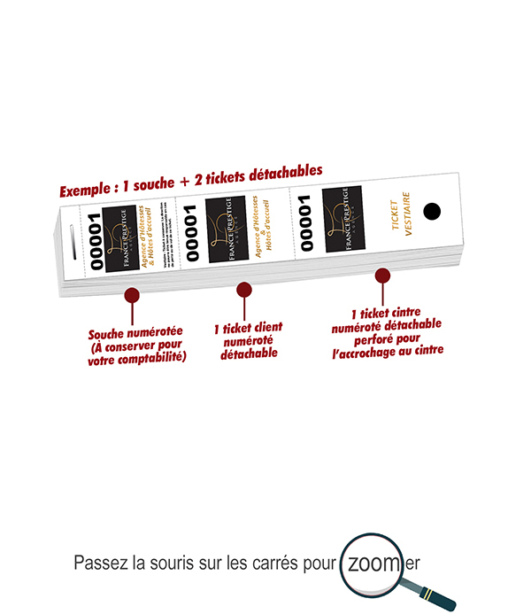 impression de tickets vestiaire personnalisés logo couleurs