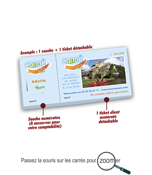 impression en ligne carnets à souche numérotés sport canoe